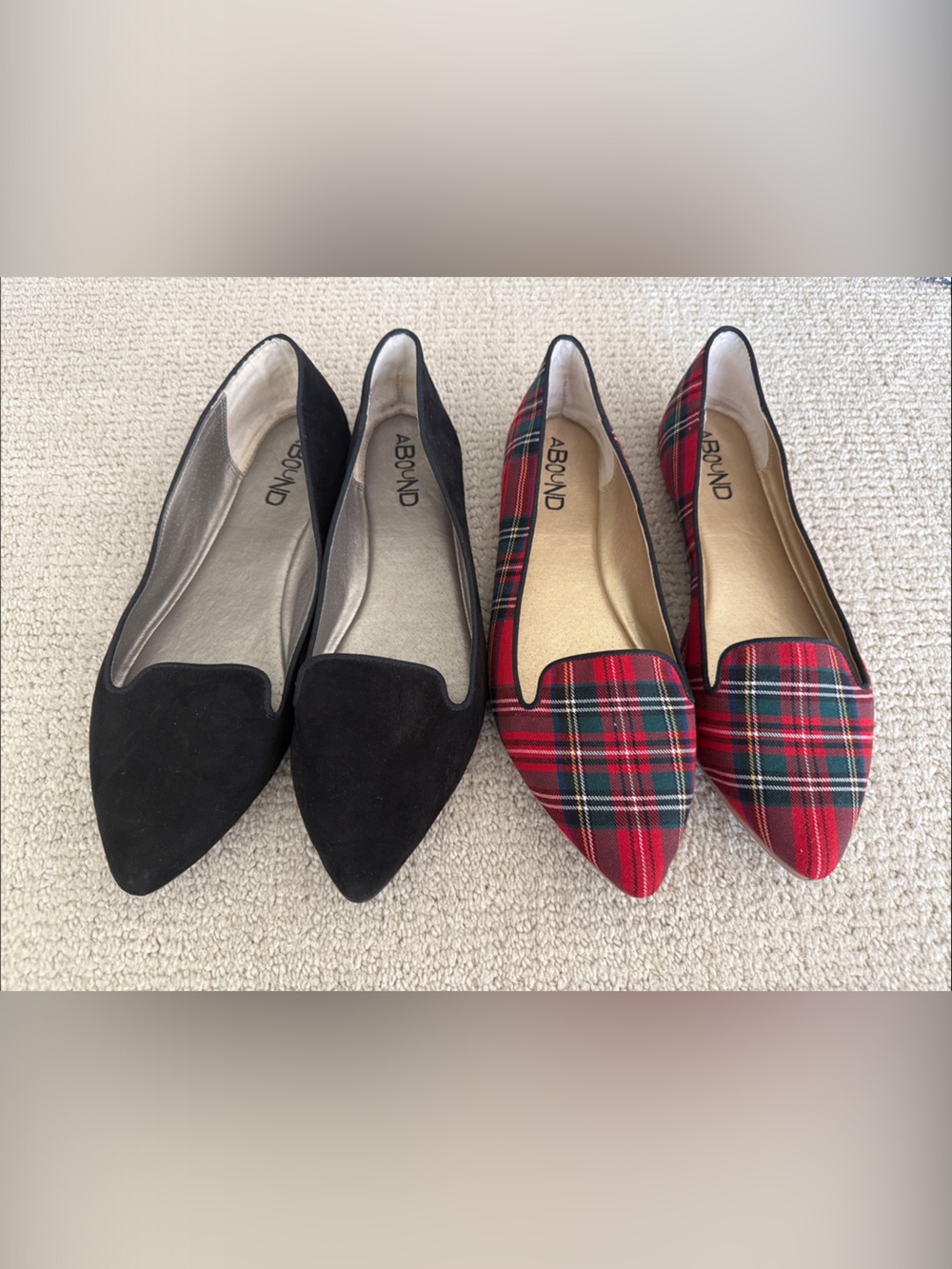 Abound Women's Pointed Slip-On Flats in Black and Red Plaid